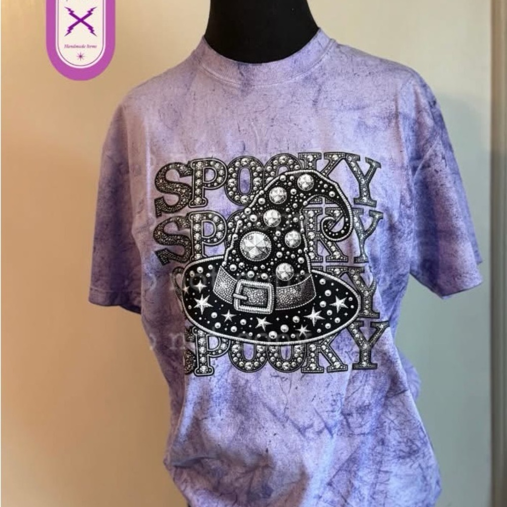 Medium Spooky Faux Rhinestone Amethyst Tee
